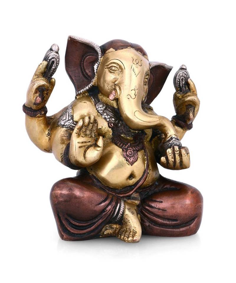 CraftVatika Jolly Ganesha Brass Idol-Hindu Good Luck God Ganesh idol -Elephant God oF Success Ganesh Sculpture