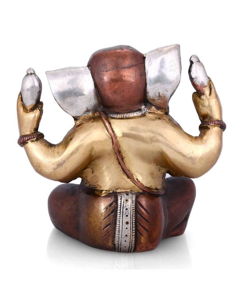 CraftVatika Jolly Ganesha Brass Idol-Hindu Good Luck God Ganesh idol -Elephant God oF Success Ganesh Sculpture