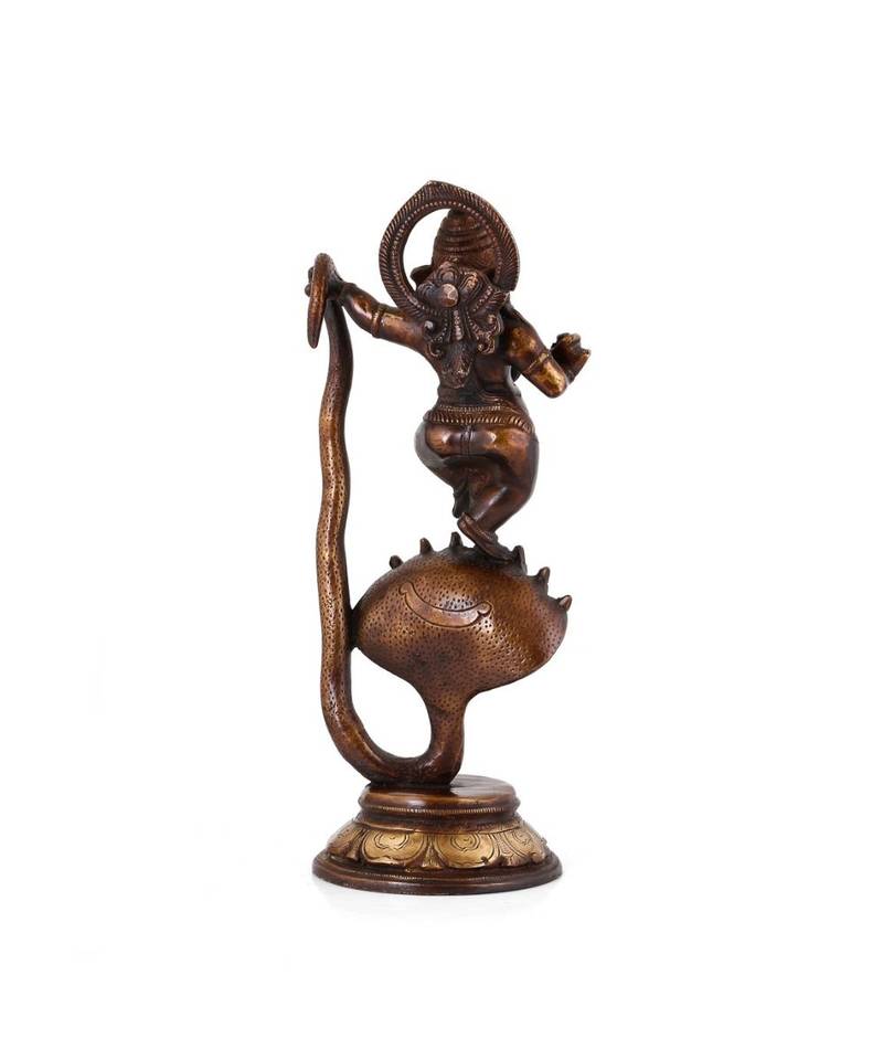 Lord Ganesha ganesh murti Brass Statue Idol | Hindu God Ganesh Ganpati On Snake Antique Finish Home Decor Figurine