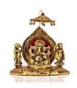 Metal Lord Ganesha Riddhi Siddhi Chhatra Statue Hindu God Ganesh Ganpati Sitting Idol Sculpture
