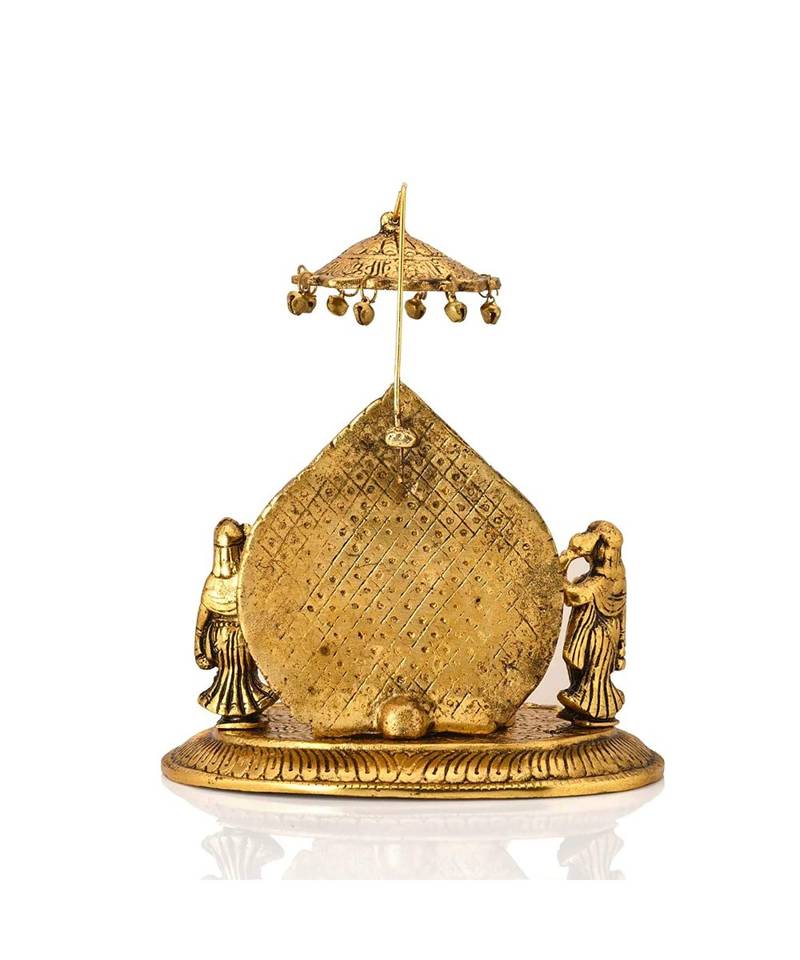 Metal Lord Ganesha Riddhi Siddhi Chhatra Statue Hindu God Ganesh Ganpati Sitting Idol Sculpture