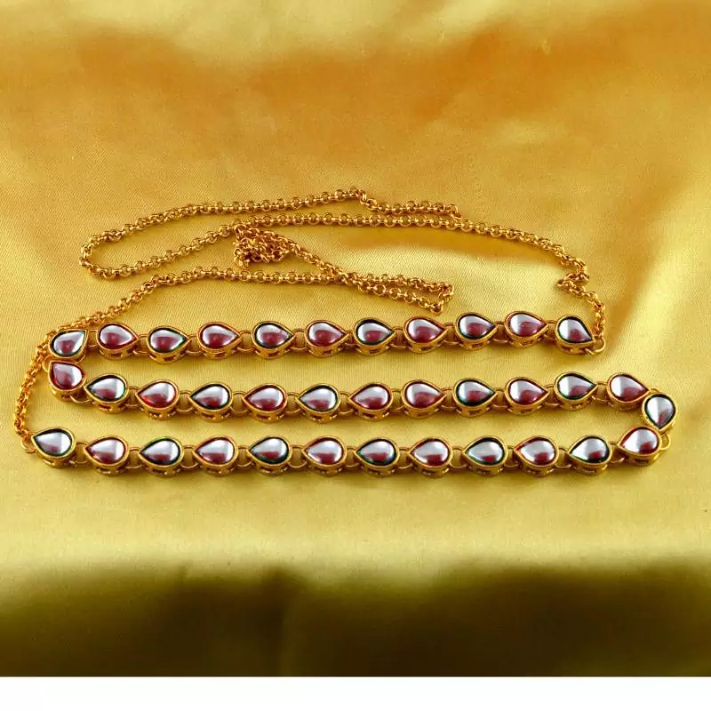 Kamrbundh Kankti Gold Platted Stone Meenakri Cz Ad Moti Pearl Polki Kundun