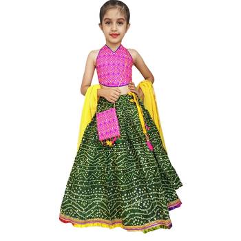 Aglare Beautiful cotton  lehenga choli,with brocade blouse Green 1