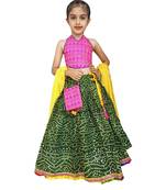 Aglare Beautiful cotton  lehenga choli,with brocade blouse Green