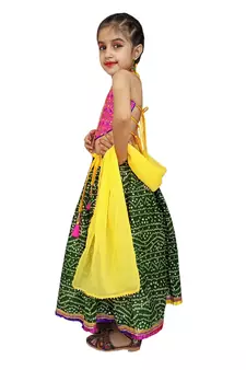 Aglare Beautiful cotton  lehenga choli,with brocade blouse Green