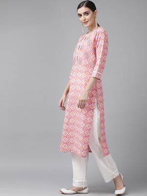 Pink printed cotton kurtas-and-kurtis 2