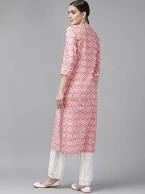 Pink printed cotton kurtas-and-kurtis 3