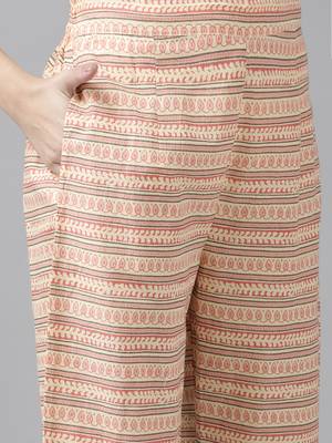 Peach printed cotton ethnic-kurtis 4