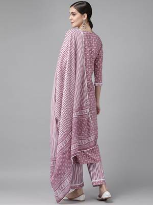 Lavender printed cotton ethnic-kurtis 2
