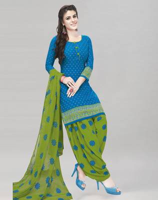 Sky blue printed crepe salwar 1