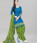 Sky blue printed crepe salwar