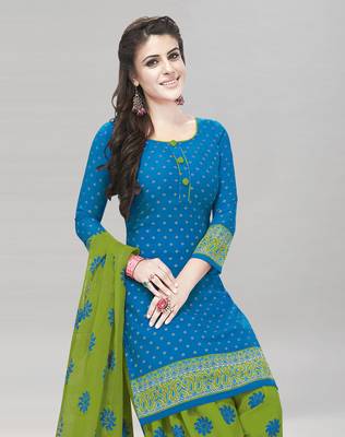 Sky blue printed crepe salwar 2