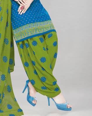 Sky blue printed crepe salwar 3