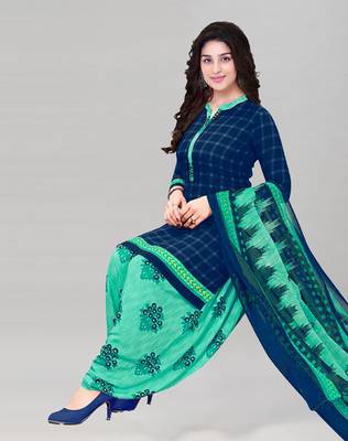 Navy blue printed crepe salwar 1