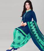Navy blue printed crepe salwar