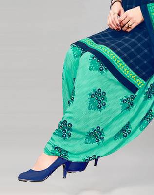 Navy blue printed crepe salwar 3