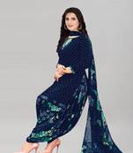 Navy blue printed crepe salwar