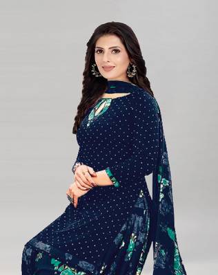 Navy blue printed crepe salwar 2