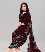 Dark brown printed crepe salwar