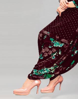 Dark brown printed crepe salwar 3
