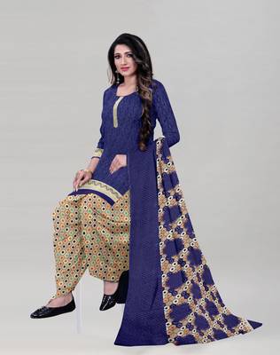 Blue printed crepe salwar 1