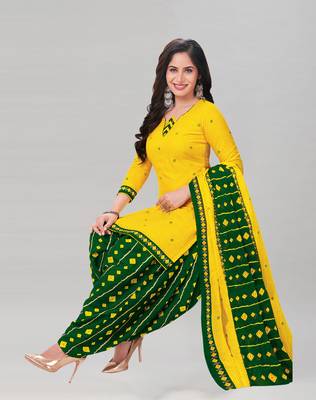 Yellow printed crepe salwar 1