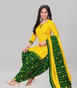 Yellow printed crepe salwar