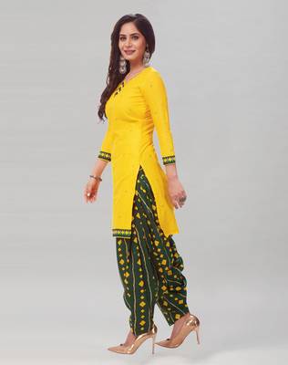 Yellow printed crepe salwar 2