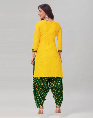 Yellow printed crepe salwar 3
