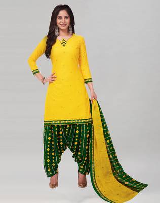 Yellow printed crepe salwar 4
