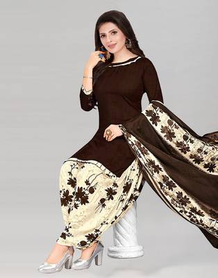 Dark brown printed crepe salwar 1