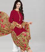 Red printed crepe salwar
