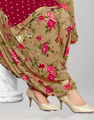 Red printed crepe salwar 3