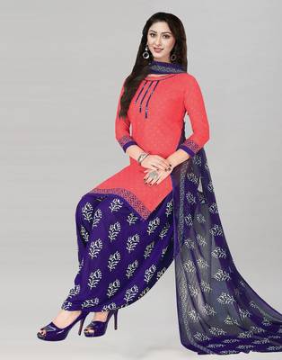 Pink printed crepe salwar 1