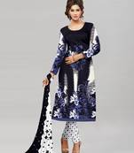 Blue printed crepe salwar