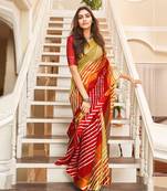 Multicolor printed cotton saree with blouse