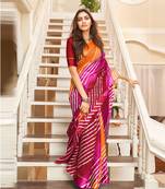 Multicolor printed cotton saree with blouse