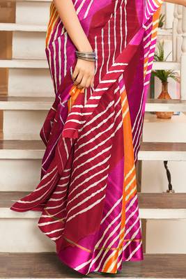 Multicolor printed cotton saree with blouse 2