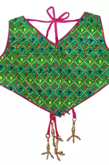 Aglare Beautiful cotton  lehenga choli,with brocade blouse and purse Yellow..