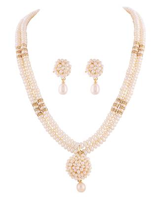 White Freshwater Pearl Layered Necklace Set 2