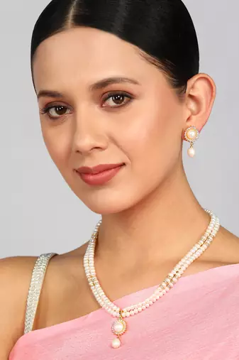 Real Natural Pearl Layered Necklace Set
