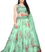 Green Heavy Work Organza Silk  Semi Stitched Lehenga Choli