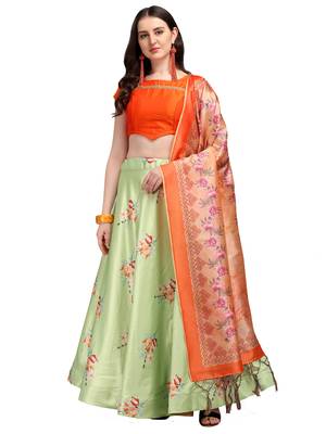 Pista Digital Print Gota Satin / Silk Blend  Semi Stitched Lehenga Choli 1