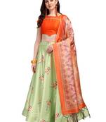 Pista Digital Print Gota Satin / Silk Blend  Semi Stitched Lehenga Choli