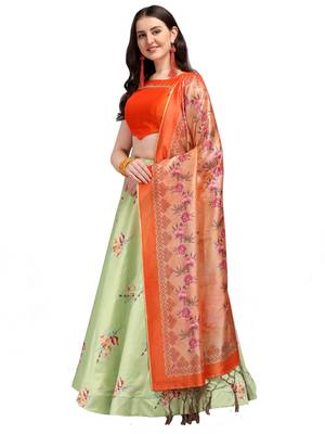 Pista Digital Print Gota Satin / Silk Blend  Semi Stitched Lehenga Choli 3