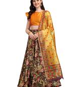 Multi Digital Print Gota Satin / Silk Blend  Semi Stitched Lehenga Choli