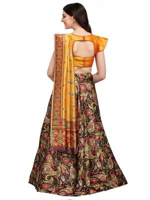 Multi Digital Print Gota Satin / Silk Blend  Semi Stitched Lehenga Choli 2