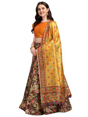Multi Digital Print Gota Satin / Silk Blend  Semi Stitched Lehenga Choli 3