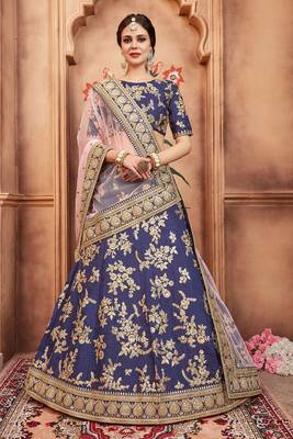 Navy blue color sequins work lehenga choli with dupatta 3