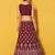 Maroon Art Silk Zari Work Lehenga Choli Plain Dupatta